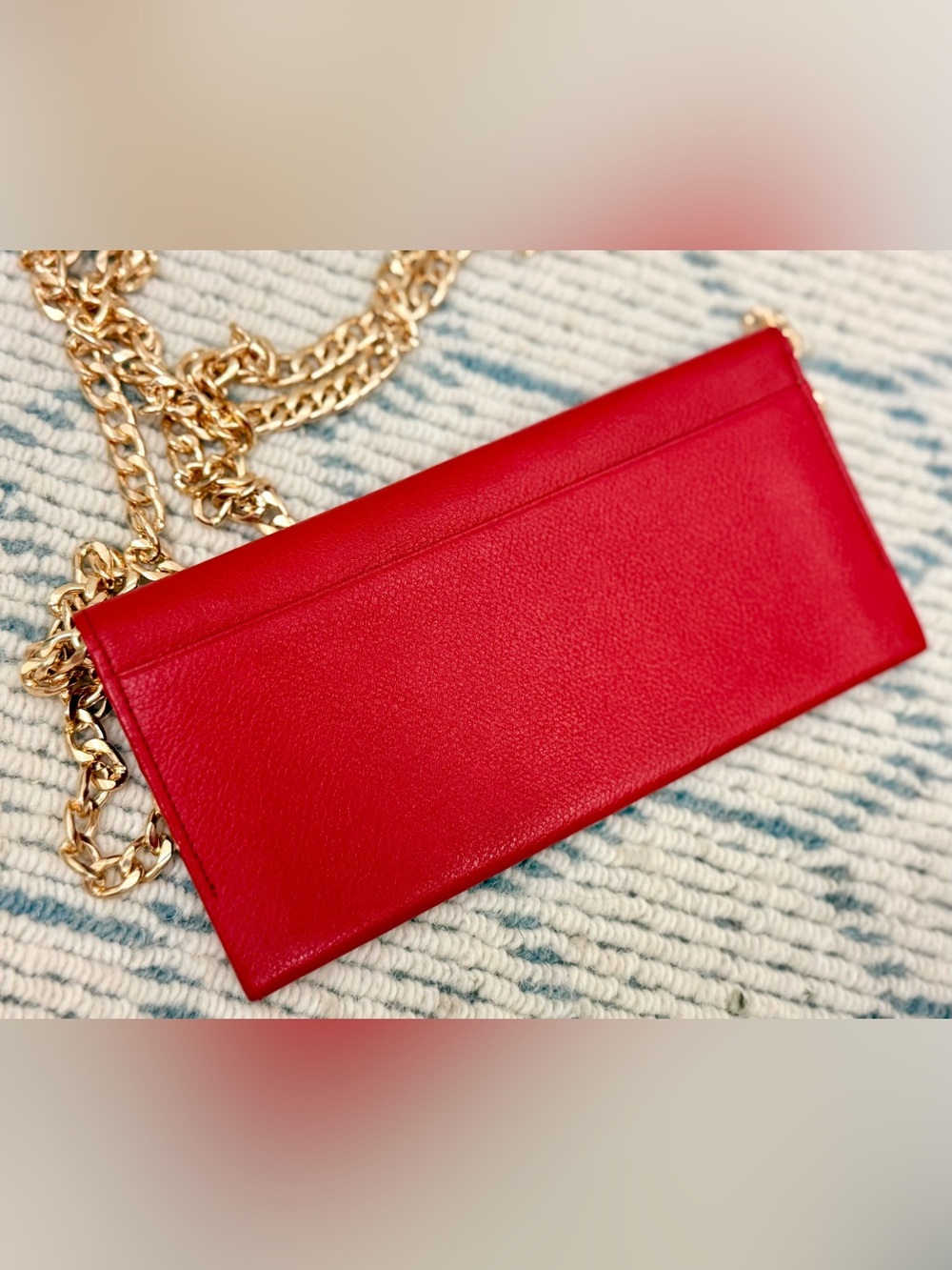 YSL Vintage 80’s Old Money Quiet Luxury Red Pebbled Leather Wallet W/ Crossbody - Picture 8 of 16